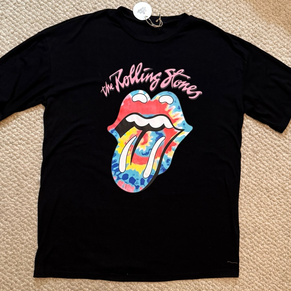 Rolling Stones Black T-Shirt with Colorful Logo